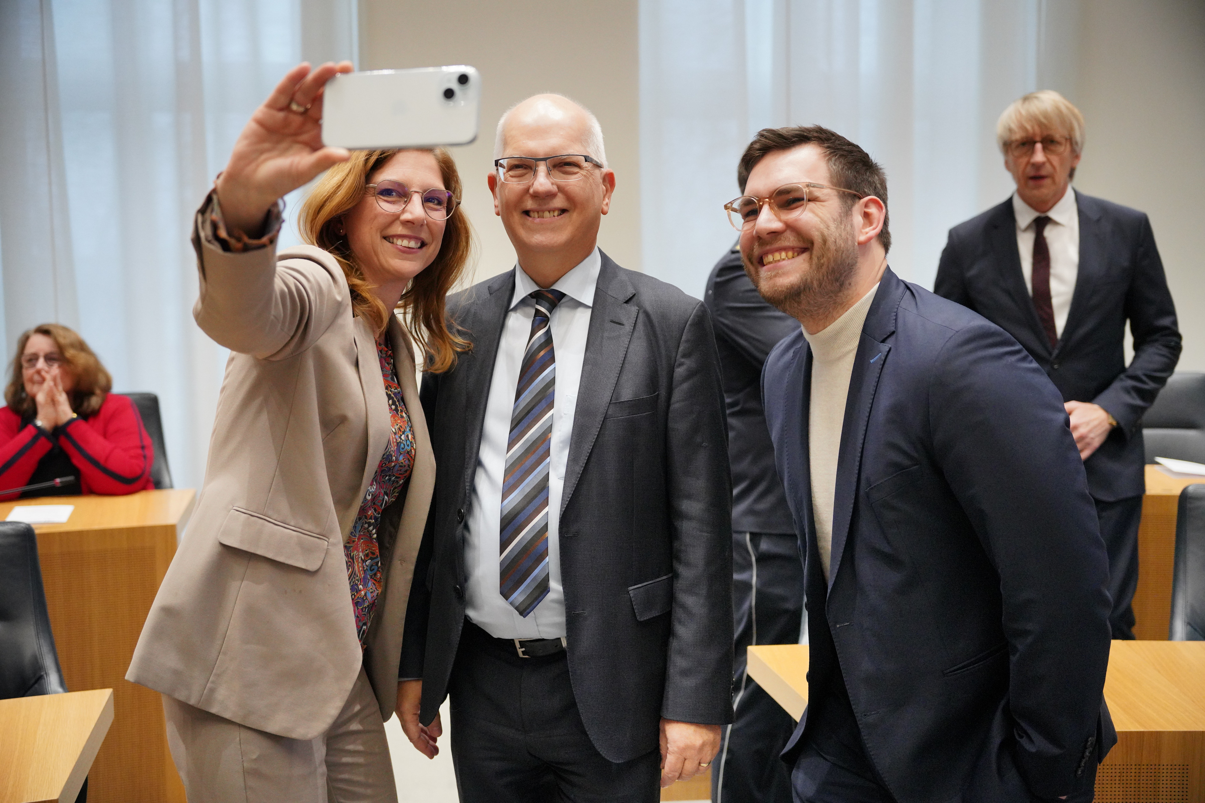 Sabine Bätzing-Lichtenthäler MdL (SPD-Fraktionsvorsitzende), Prof. Dr. Dieter Kugelmann und Daniel Baldy MdB